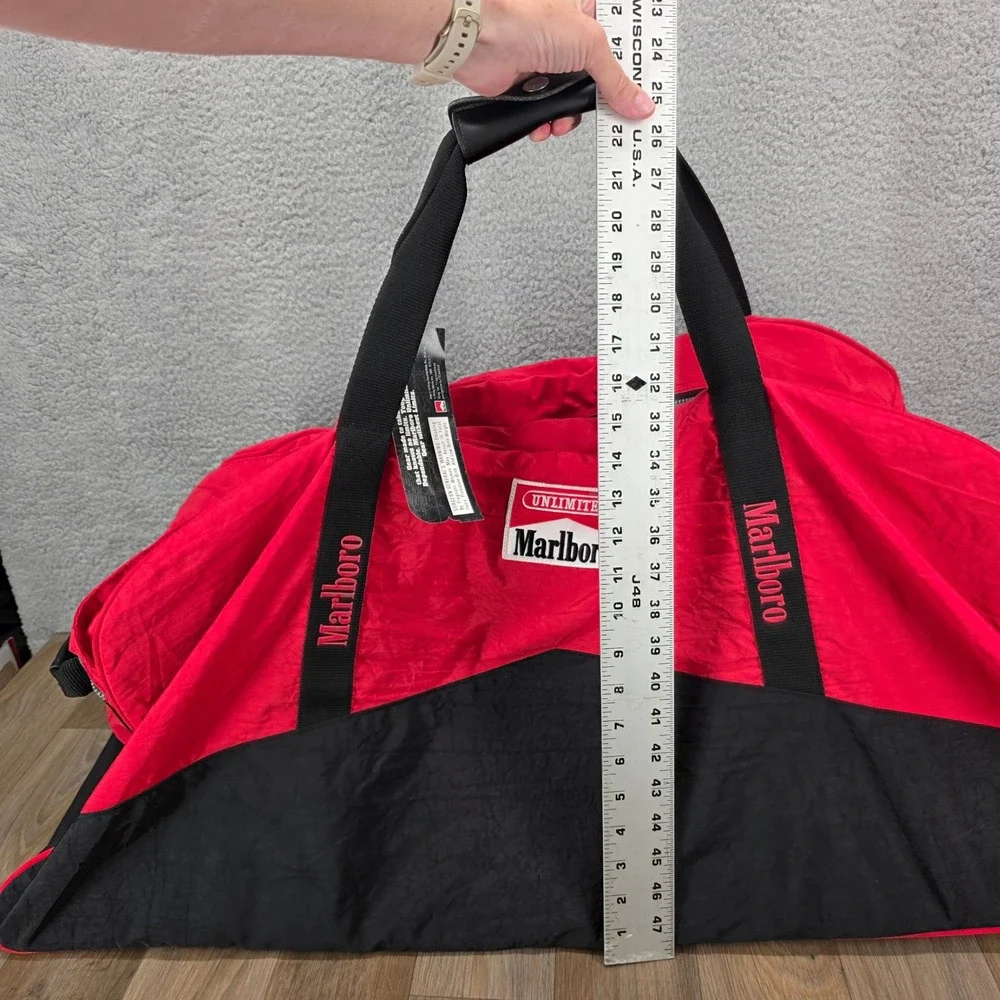 Marlboro Unlimited Gear Red Black Rolling‎ Duffle Bag Vintage 90s Travel Luggage